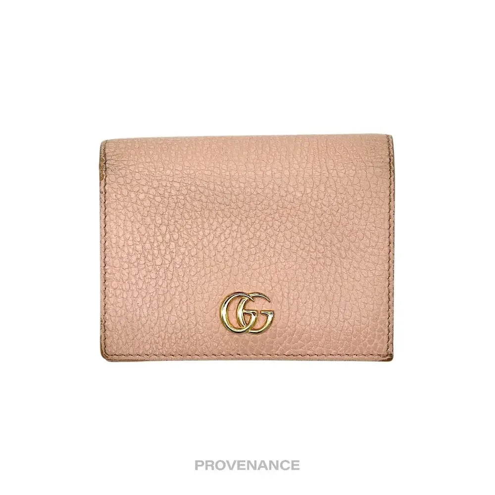 🔴 Gucci GG Marmont Card Holder Wallet - Pink Leather